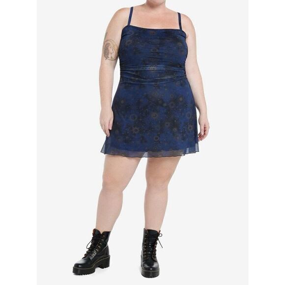 Cosmic Aura Celestial Ruched Cami Dress Plus Size 1 - Picture 8 of 8